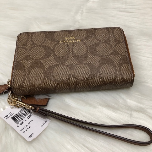 Coach Handbags - NWT Coach signature canvas double zipper wristlet